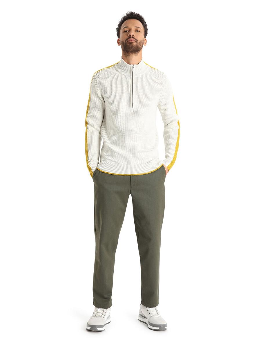 Ecru Heather / Silent Gold Icebreaker Merino Lodge Long Sleeve Half Zip Men's Sweaters | AU 1213NWYB